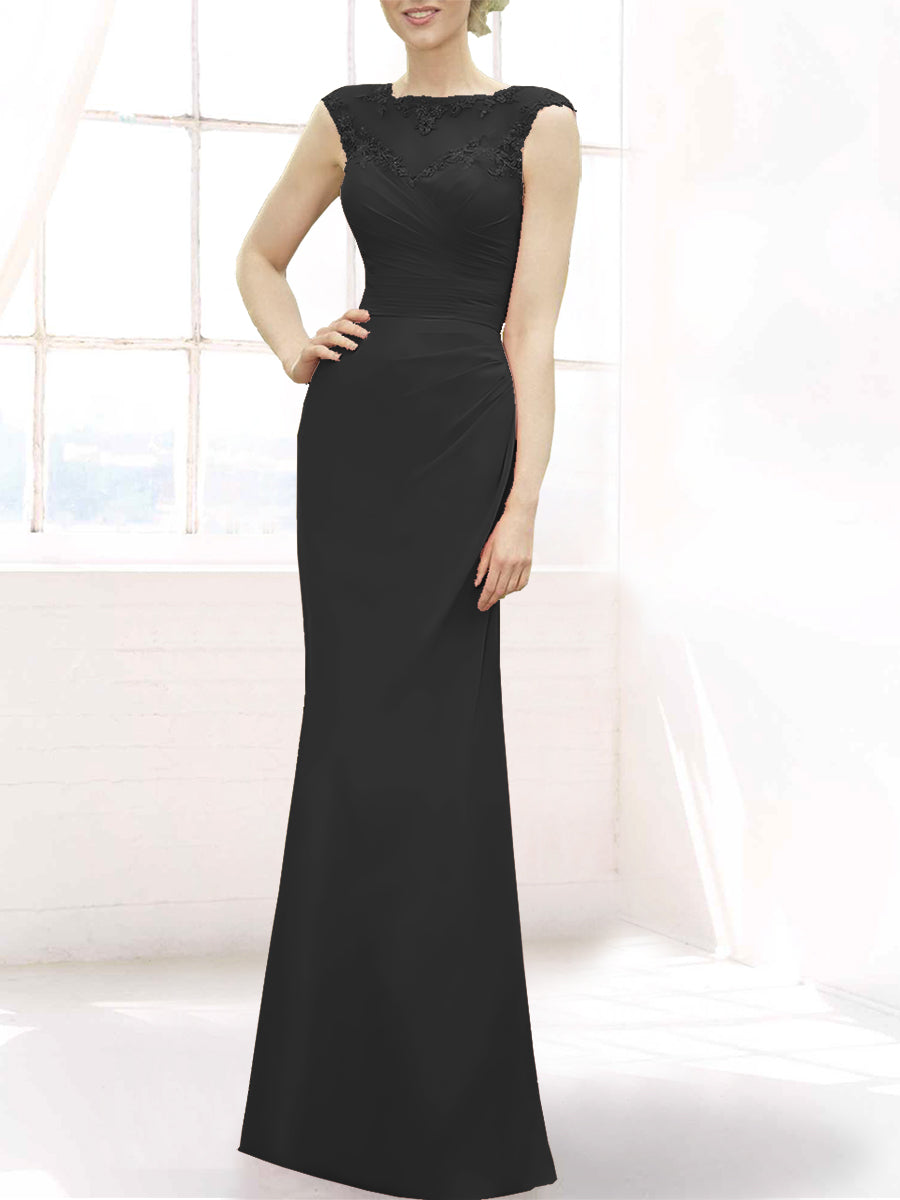 Lace Mermaid Boat Neck Sleeveless Bridesmaid Dress-MB50105