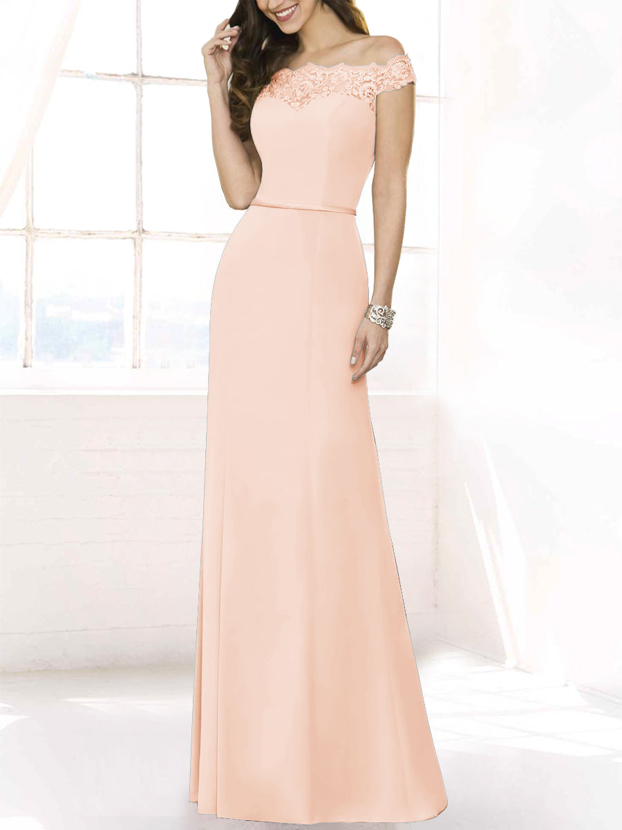 Lace Mermaid Off the Shoulder Sleeveless Bridesmaid Dress-MB50115