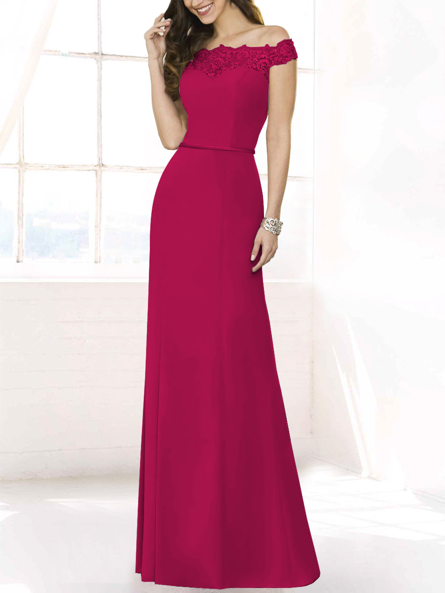 Lace Mermaid Off the Shoulder Sleeveless Bridesmaid Dress-MB50115