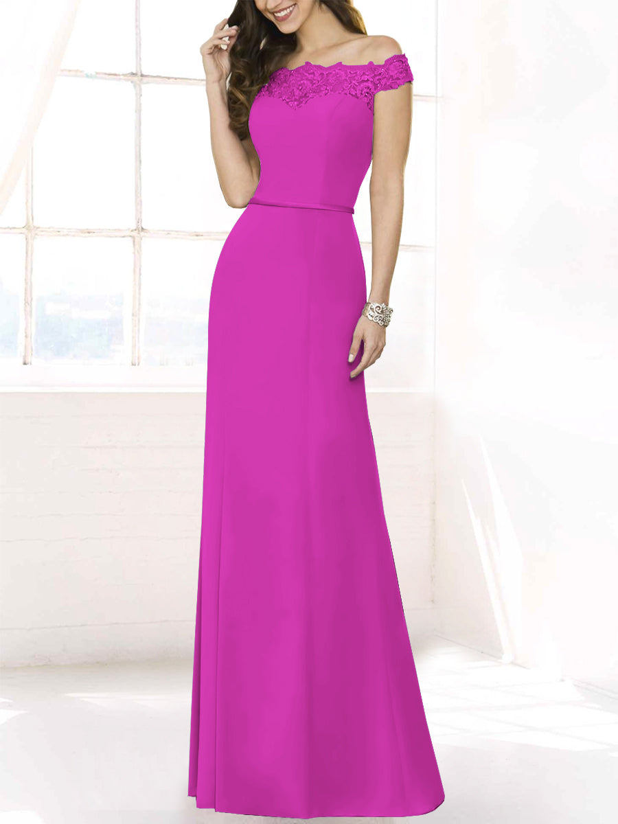 Lace Mermaid Off the Shoulder Sleeveless Bridesmaid Dress-MB50115