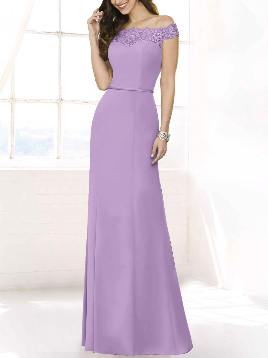 Lace Mermaid Off the Shoulder Sleeveless Bridesmaid Dress-MB50115