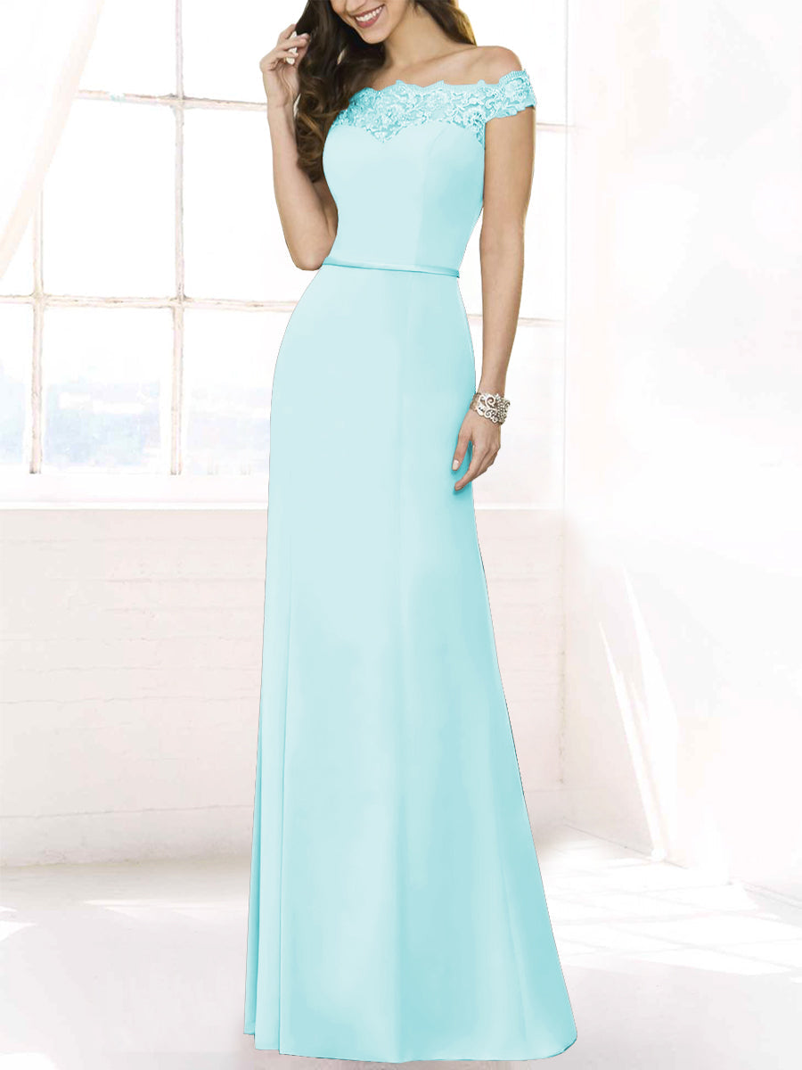 Lace Mermaid Off the Shoulder Sleeveless Bridesmaid Dress-MB50115