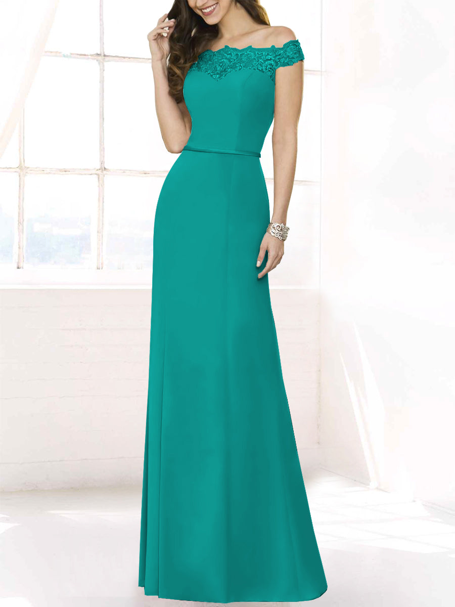 Lace Mermaid Off the Shoulder Sleeveless Bridesmaid Dress-MB50115