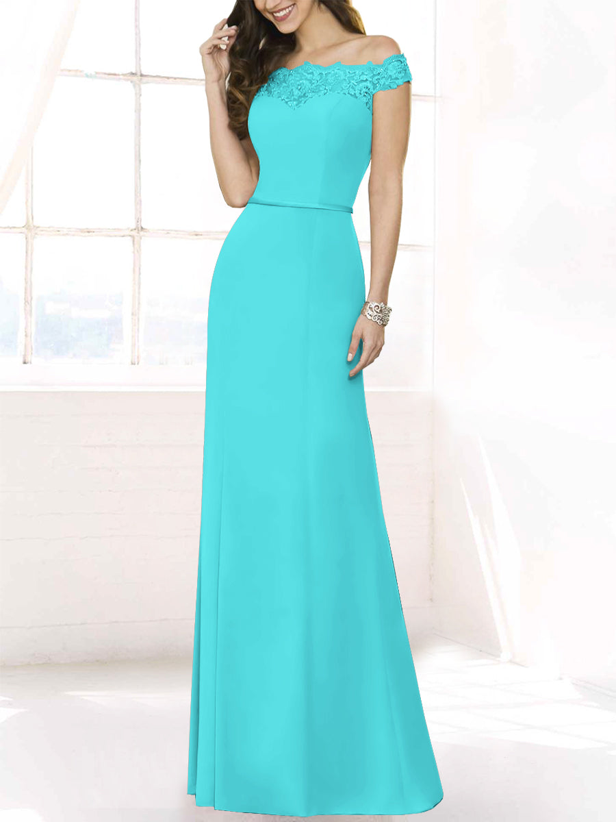 Lace Mermaid Off the Shoulder Sleeveless Bridesmaid Dress-MB50115