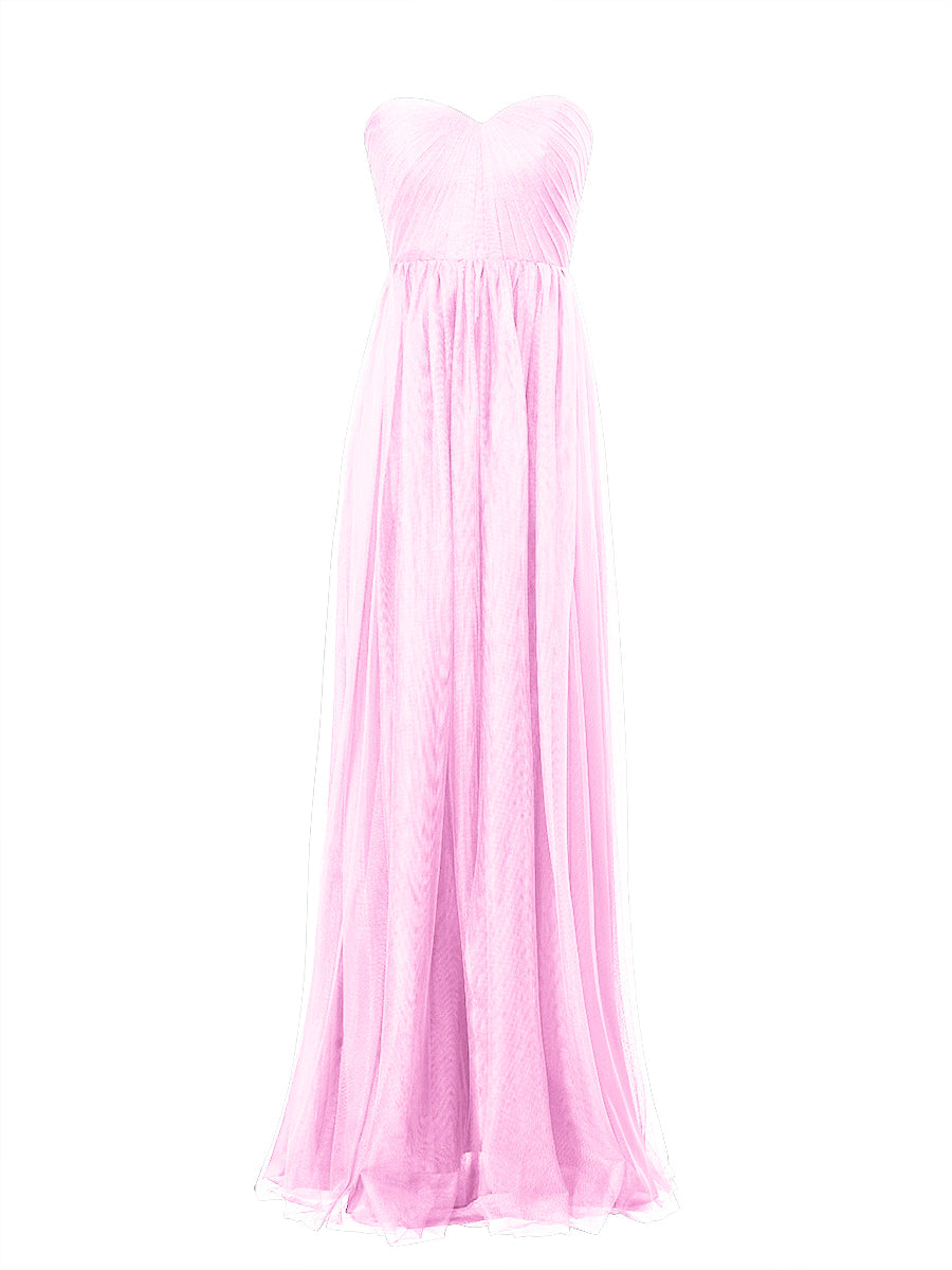 Tulle Column Sweetheart Sleeveless Bridesmaid Dress-MB53603