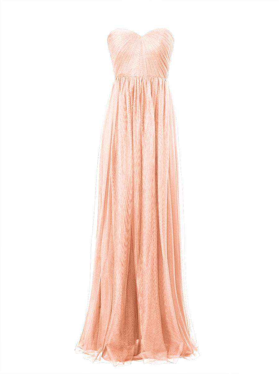 Tulle Column Sweetheart Sleeveless Bridesmaid Dress-MB53603