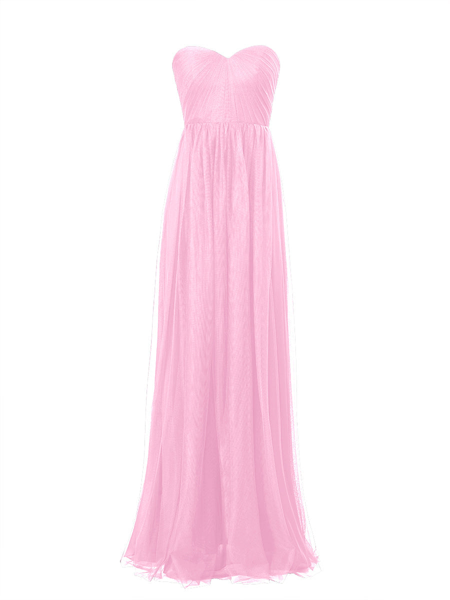 Tulle Column Sweetheart Sleeveless Bridesmaid Dress-MB53603