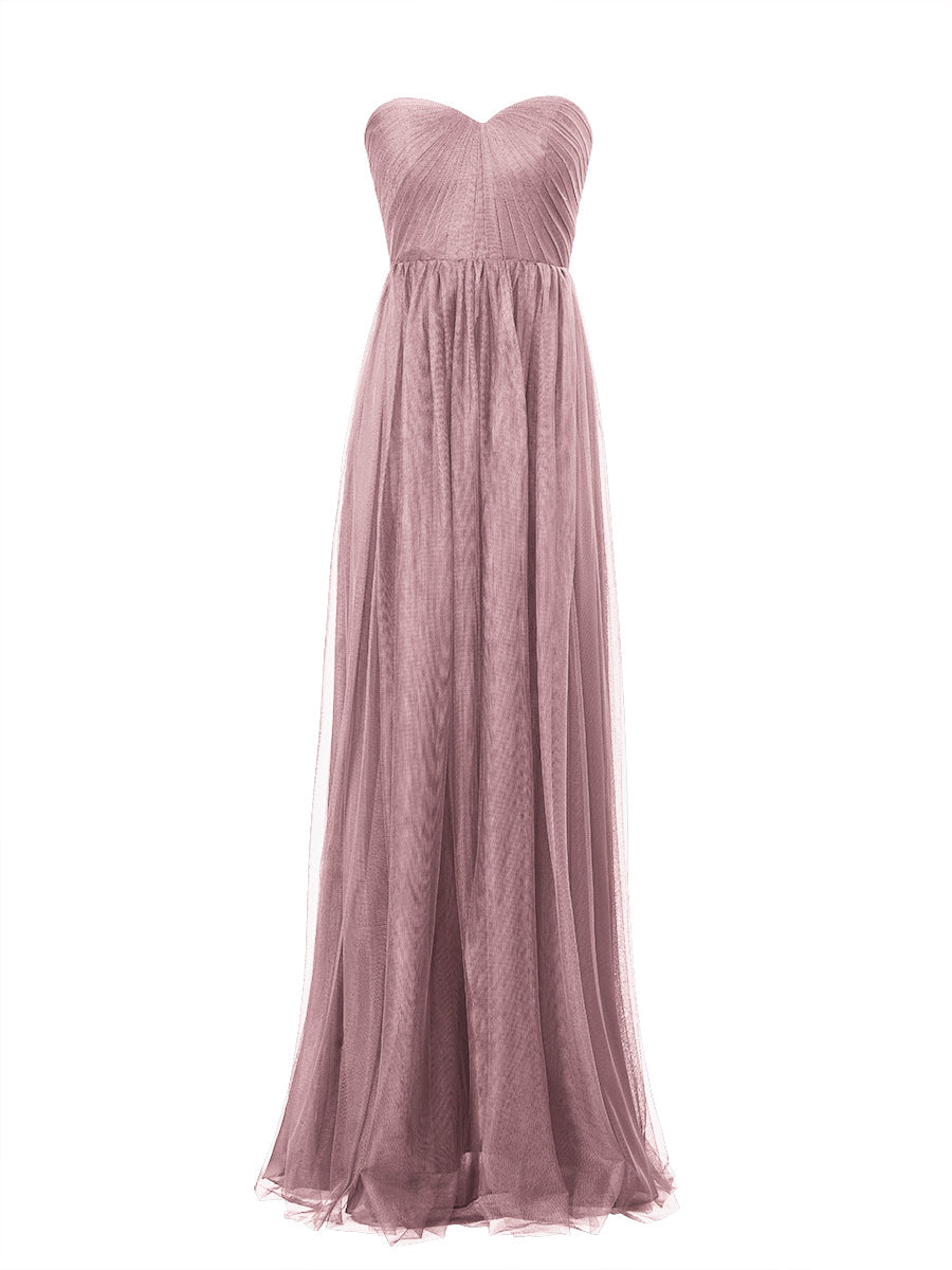 Tulle Column Sweetheart Sleeveless Bridesmaid Dress-MB53603