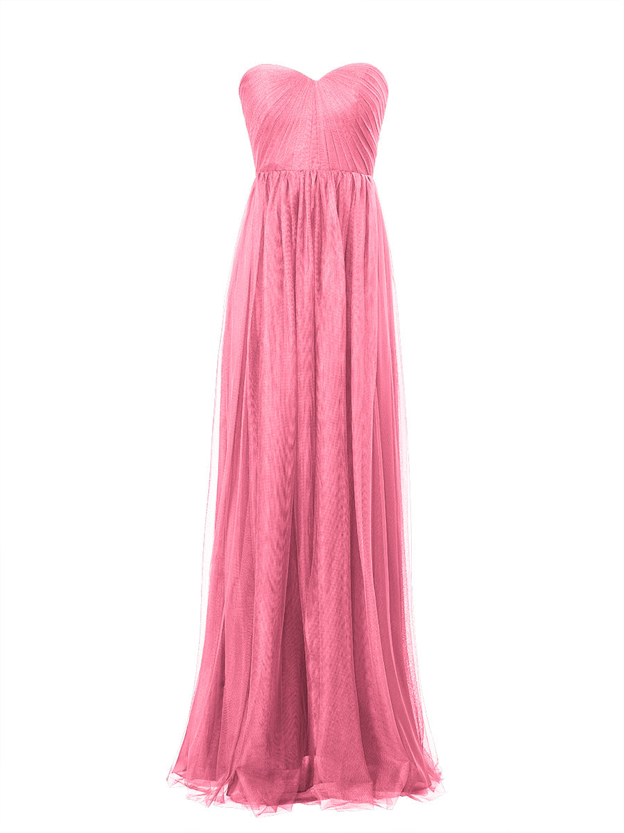 Tulle Column Sweetheart Sleeveless Bridesmaid Dress-MB53603