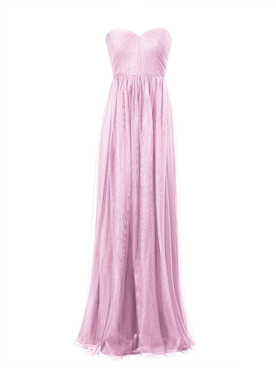 Tulle Column Sweetheart Sleeveless Bridesmaid Dress-MB53603