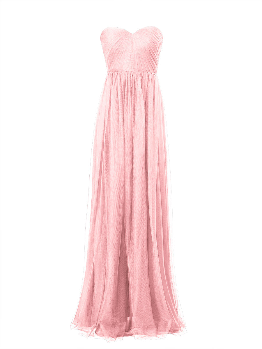 Tulle Column Sweetheart Sleeveless Bridesmaid Dress-MB53603